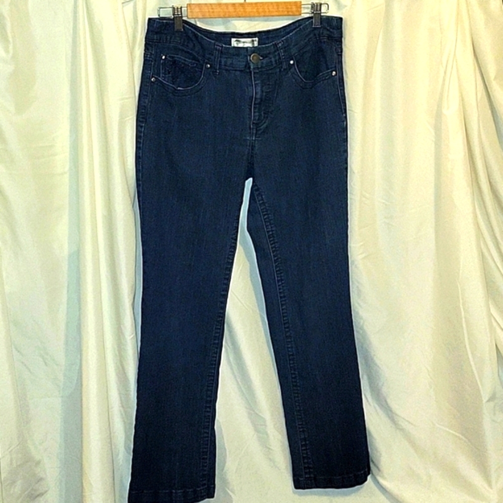 Christopher & Banks Size 10 Detailed Straight Leg Dark Indigo Jeans
